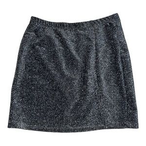 Black and Silver Sparkly Mini Skirt, Size Small